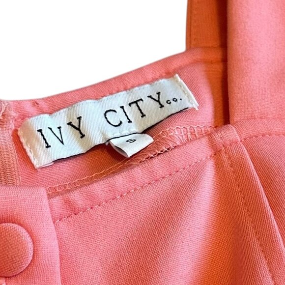 Ivy City Co Lindsay Dress Coral Button-Front Sheath Fit Short Sleeves Size Small - Picture 11 of 11